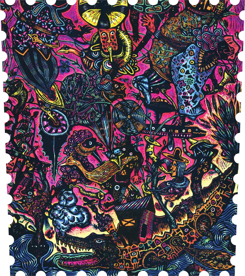 Grabado de Gil Tlahui para la edición Mexicanito